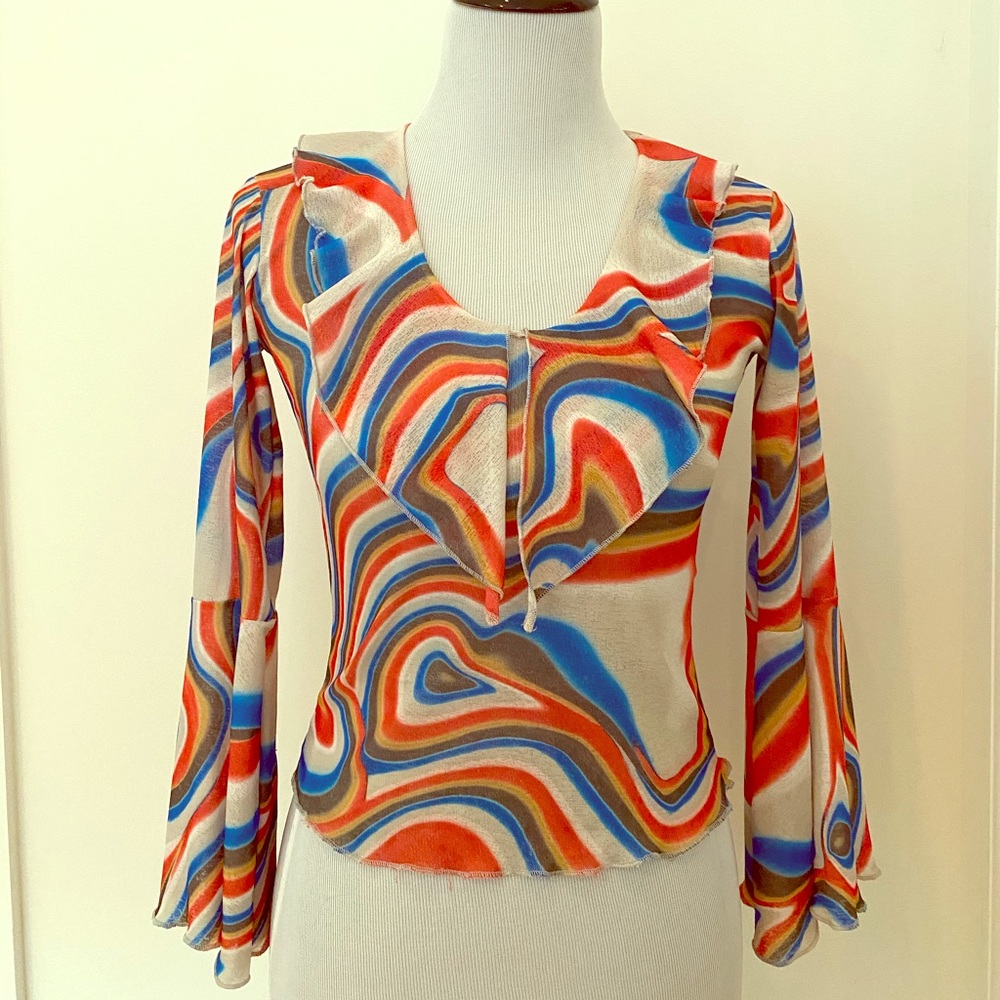 90s Mesh Rainbow Swirl Top